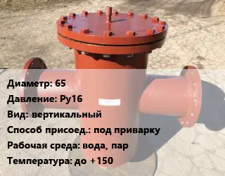 Грязевик 65 P=Ру16 вертикальный под приварку вода, пар до +150